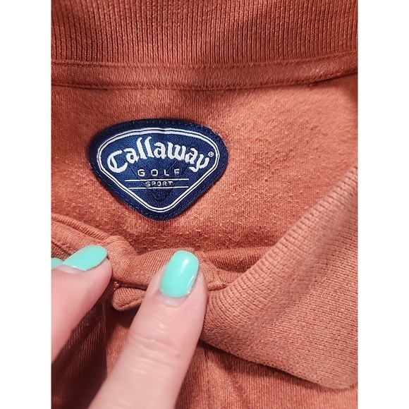 Men's Callaway 1/4‎ Button Collar Pullo Er Golf Sport Polo Long Sleeve Xl Orange - Picture 2 of 8